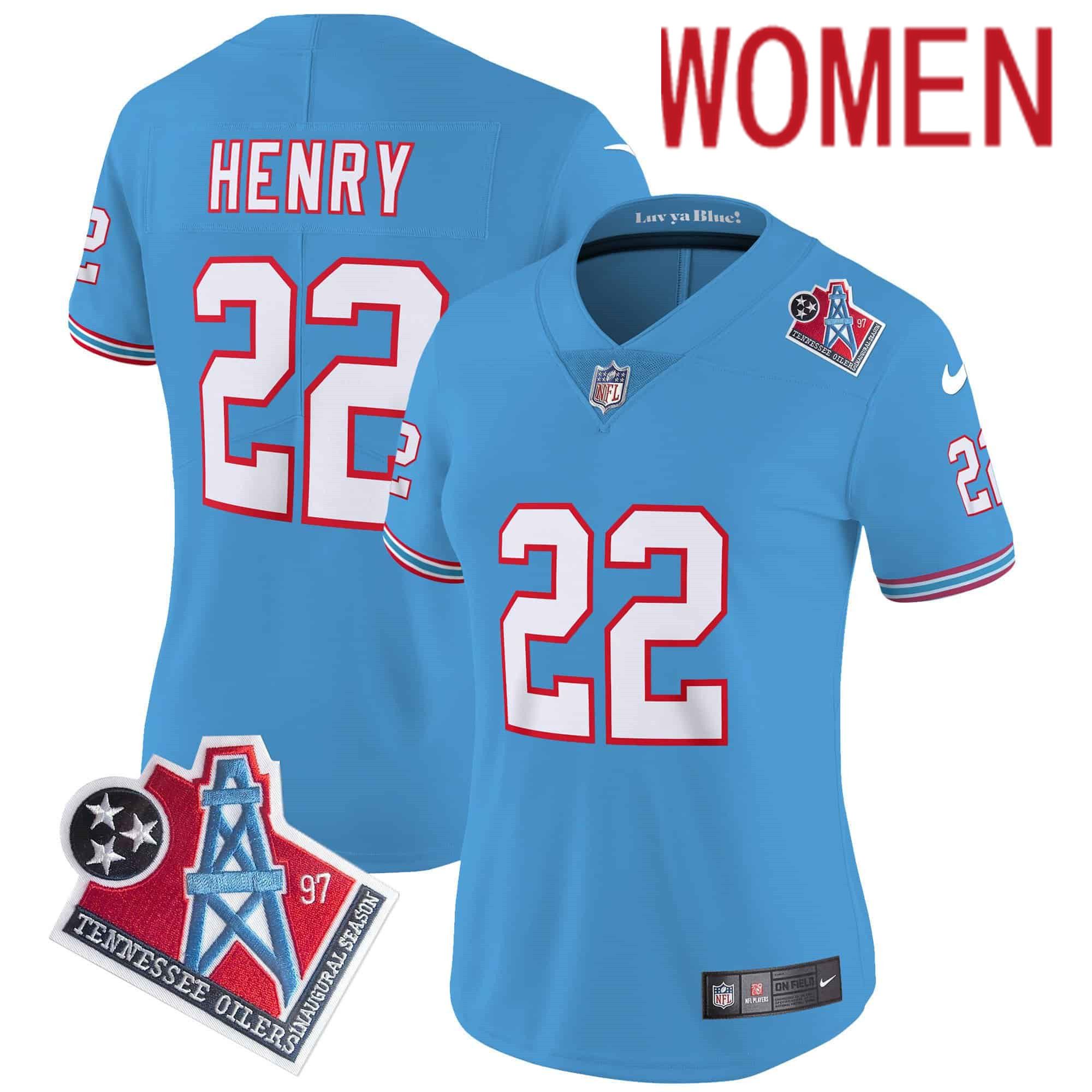 Women Tennessee Titans #22 Henry Light Blue 1997 Throwback 2024 Nike Limited Vapor NFL Jersey